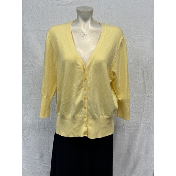 George Sweaters - George Womens Yellow V-Neck Button Front Sweater Cardigan Size 2X Long Sleeve